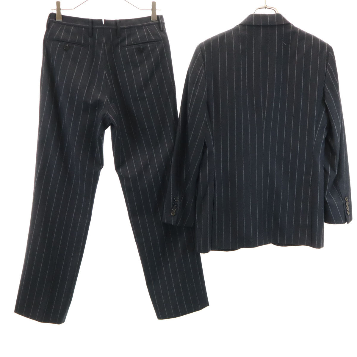 UNITED ARROWS ユナイテッドアローズ ソブリン ウール100% ストライプ柄 スーツ 上下 セットアップ 42 黒系 SOVEREIGN メンズ