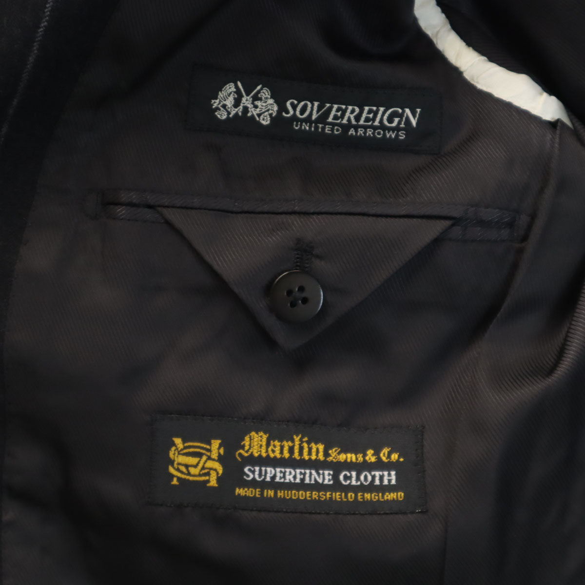 UNITED ARROWS ユナイテッドアローズ ソブリン ウール100% ストライプ柄 スーツ 上下 セットアップ 42 黒系 SOVEREIGN メンズ