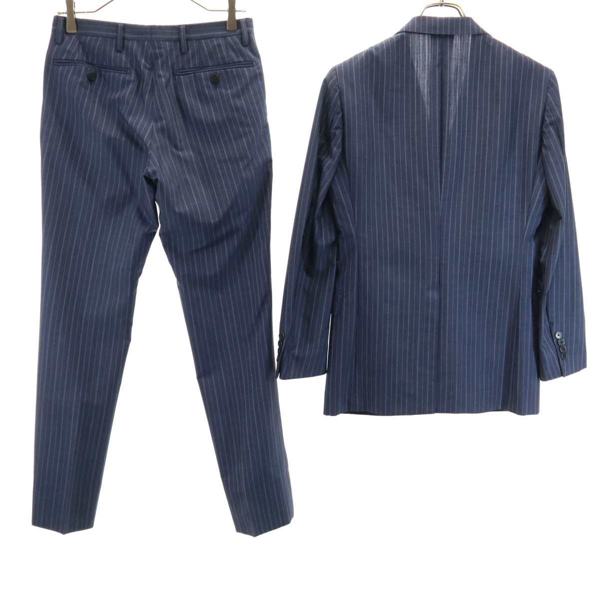 UNITED ARROWS ユナイテッドアローズ ウールブレンド ストライプ柄 スーツ 上下 セットアップ 42 ネイビー メンズ