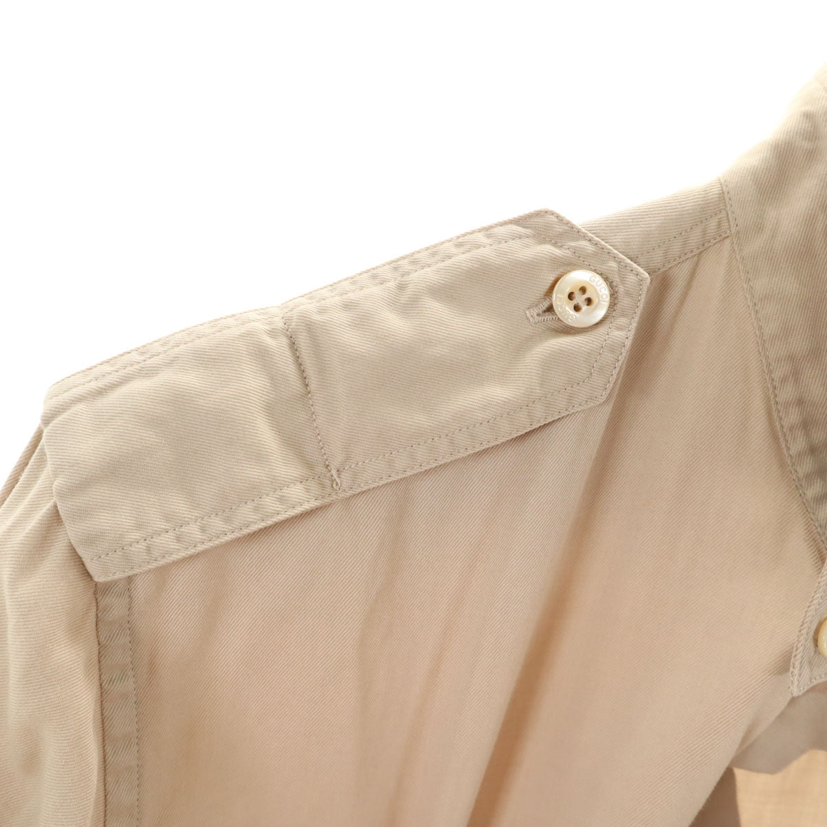 GUCCI グッチ イタリア製 長袖 スキニー ボタンダウンシャツ 38 ベージュ メンズ