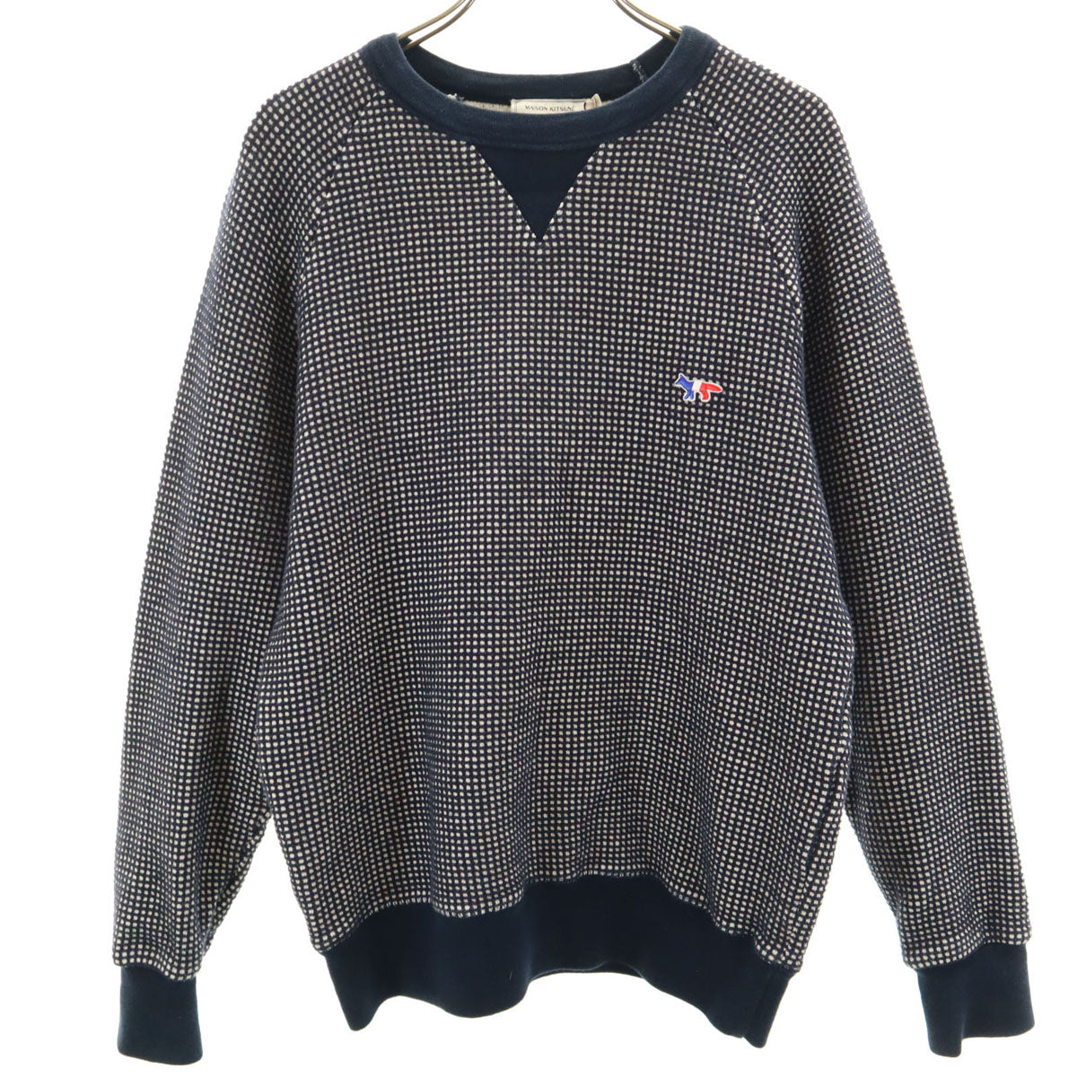 MAISON KITSUNE メゾンキツネ ポルトガル製 長袖 ワッフル ニット XS ネイビー メンズ