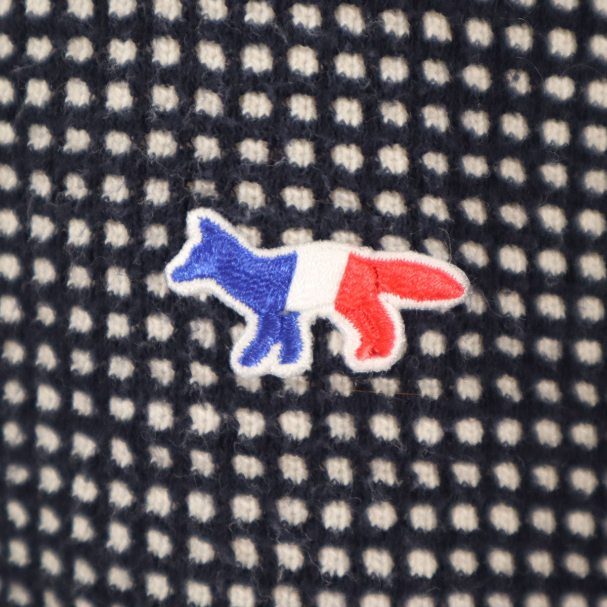 MAISON KITSUNE メゾンキツネ ポルトガル製 長袖 ワッフル ニット XS ネイビー メンズ