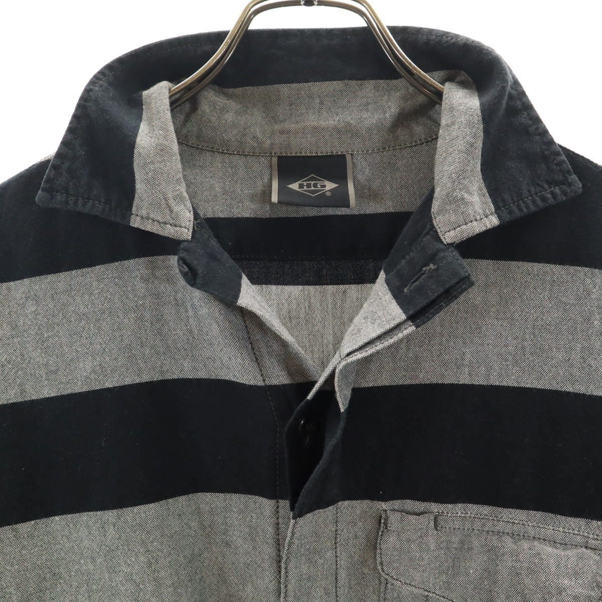 HYSTERIC GLAMOUR ヒステリックグラマー ボーダー柄 半袖 シャツ グレー メンズ