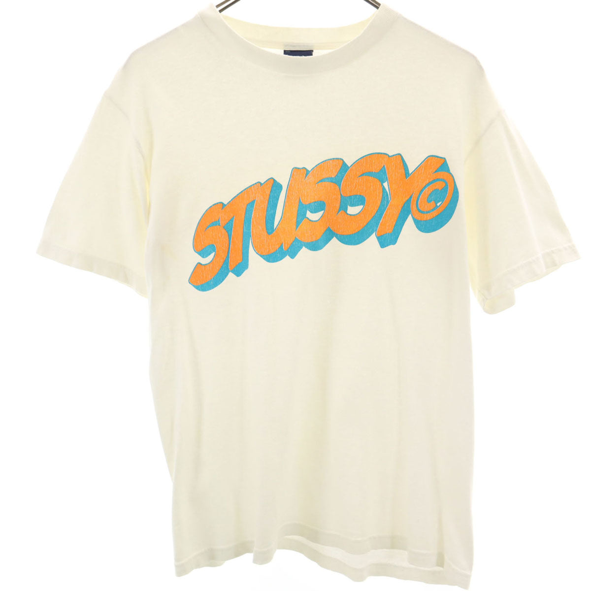 STUSSY ステューシー 90s 00s USA製 オールド 紺タグ 半袖 Tシャツ S アイボリー メンズ