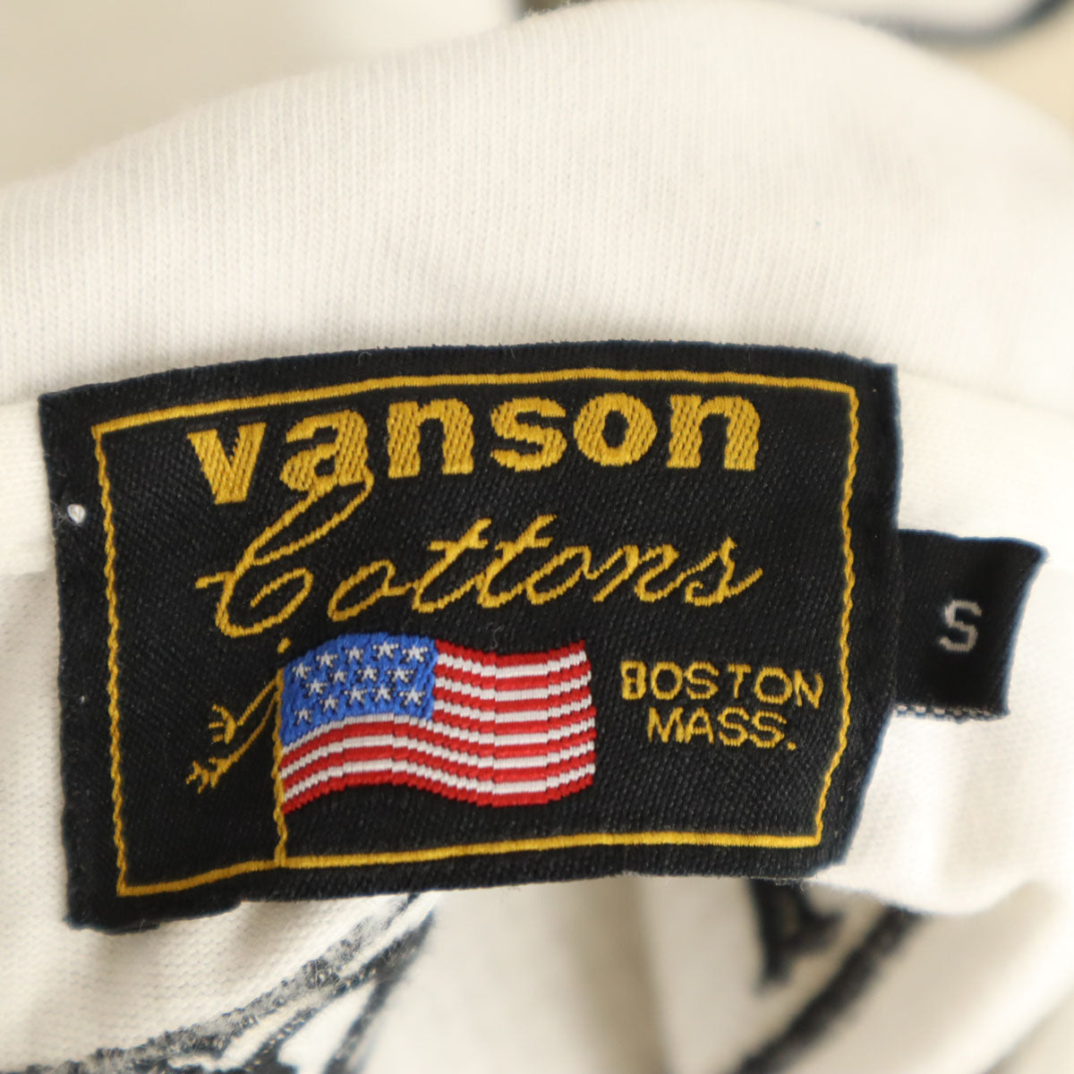 VANSON Cottons バンソンコットンズ バック スカル刺繍 半袖 ポロシャツ S ホワイト メンズ