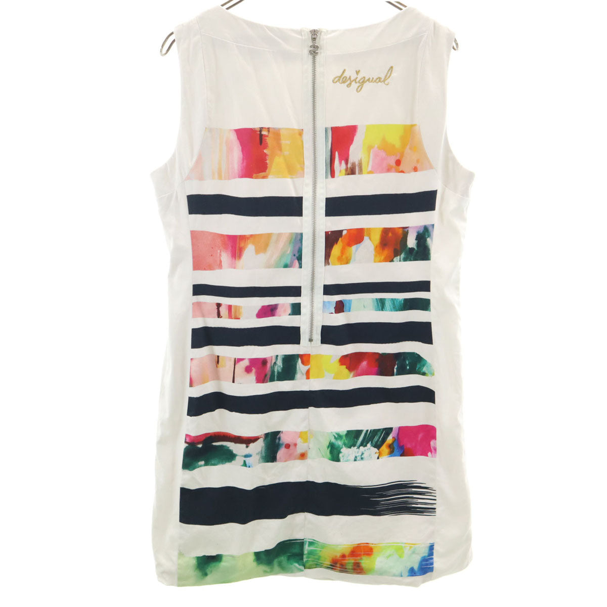 Desigual デシグアル 総柄 ノースリーブ ワンピース 42 ホワイト レディース