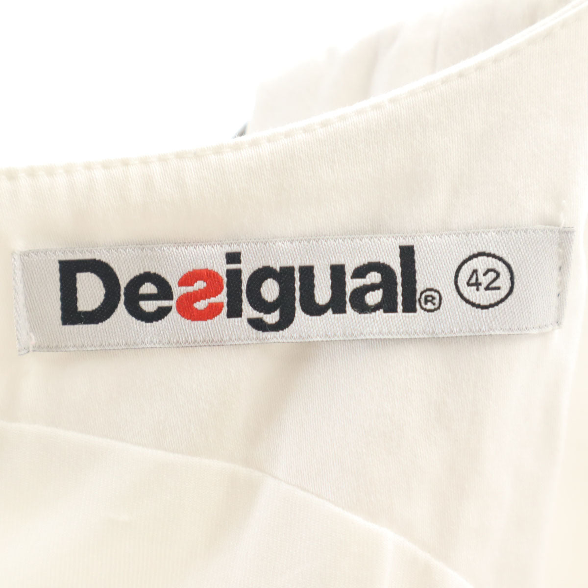 Desigual デシグアル 総柄 ノースリーブ ワンピース 42 ホワイト レディース