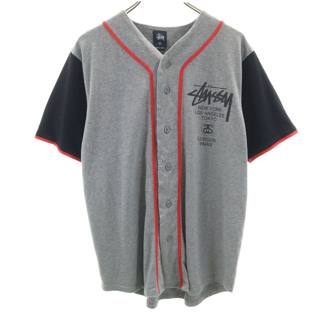 STUSSY ステューシー 半袖 ベースボール シャツ S グレー メンズ