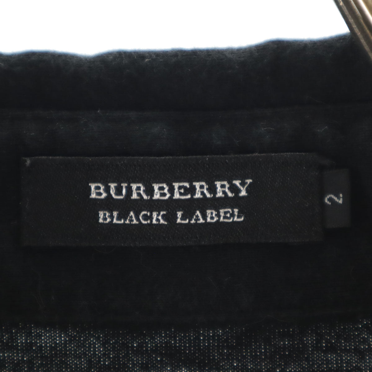 BURBERRY BLACK LABEL バーバリーブラックレーベル 日本製 アーガイル柄 半袖 ポロシャツ 2 ブラック 三陽商会 メンズ