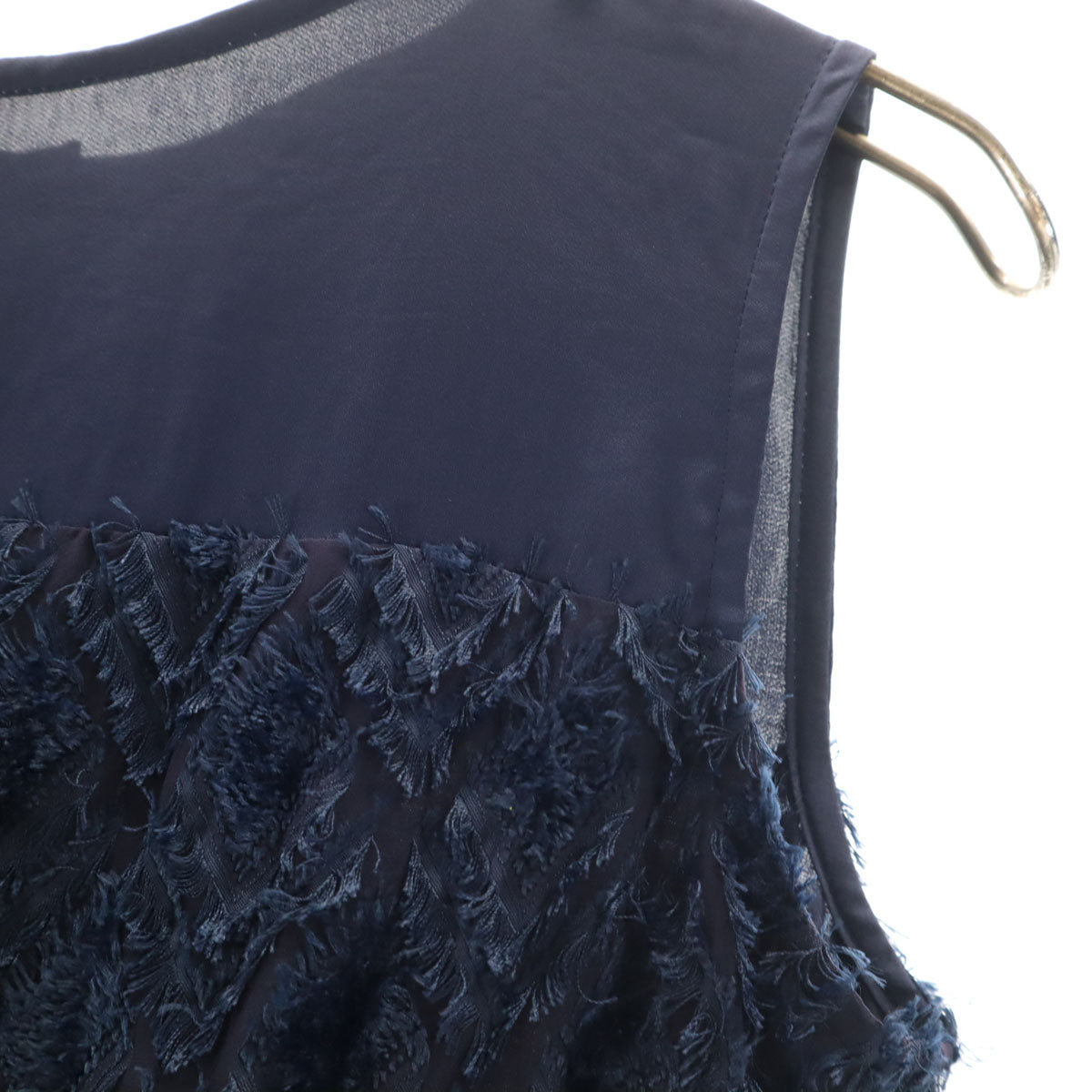 未使用 LANVIN en Bleu ランバンオンブルー 総柄 ノースリーブ ワンピース 38 ネイビー レディース