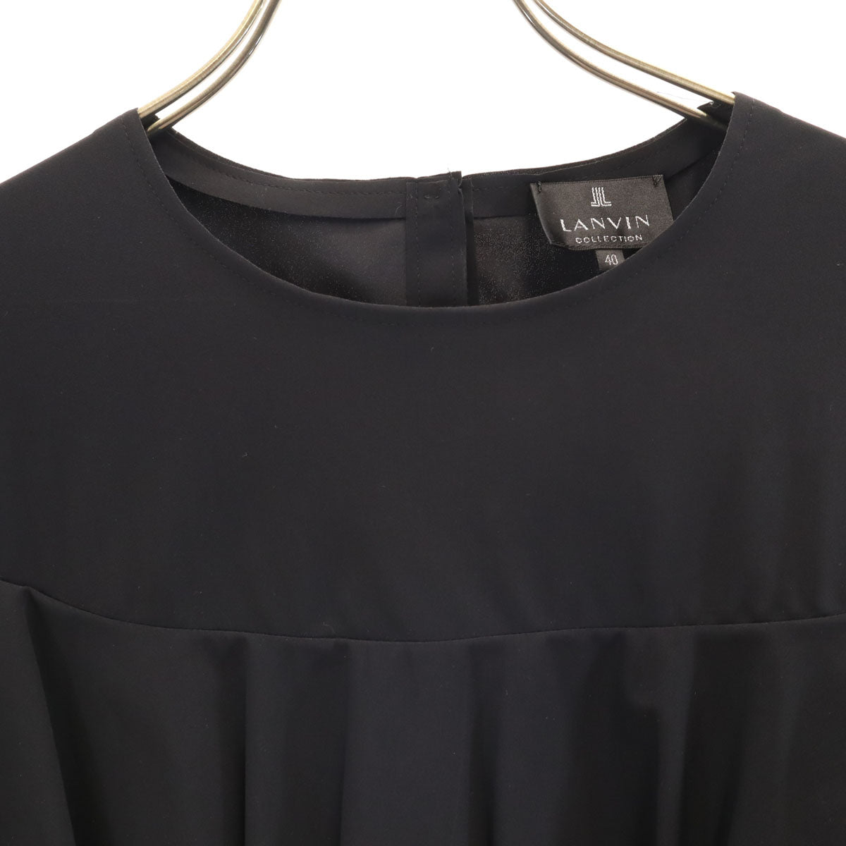 LANVIN LA COLLECTION ランバンコレクション 日本製 フレンチスリーブ カットソー 40 ブラック レディース