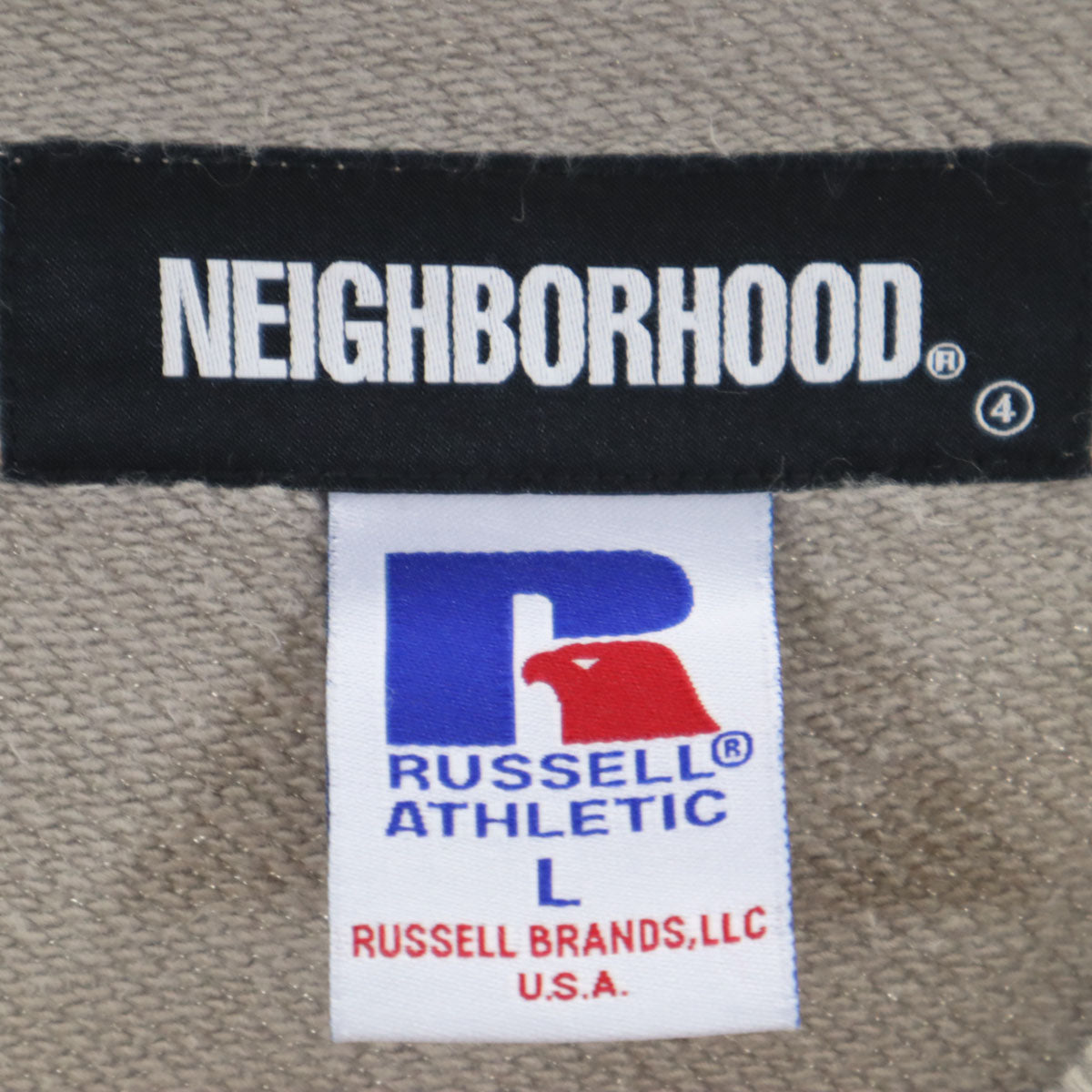 NEIGHBORHOOD ネイバーフッド リバースウィーブ仕様 長袖 トレーナー L ベージュ ×RUSSSELL ATHLETIC メンズ