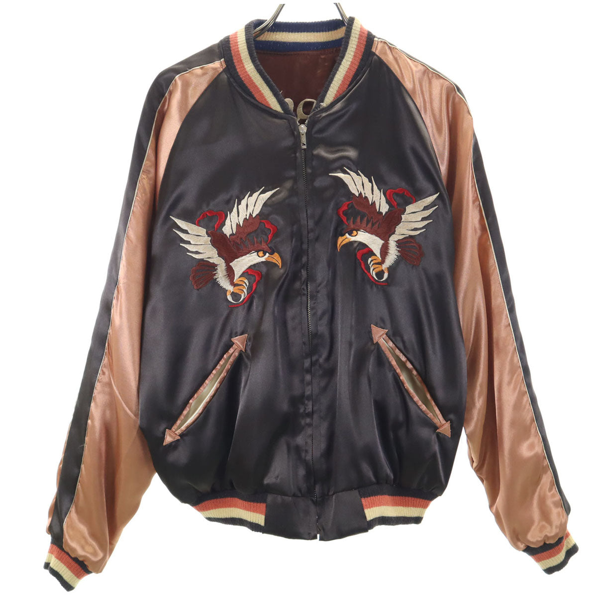 東洋エンタープライズ テーラー東洋 虎 鷲 舞子 日本地図 富士山 五重塔 リバーシブル スカジャン M ブラウン M18933 メンズ