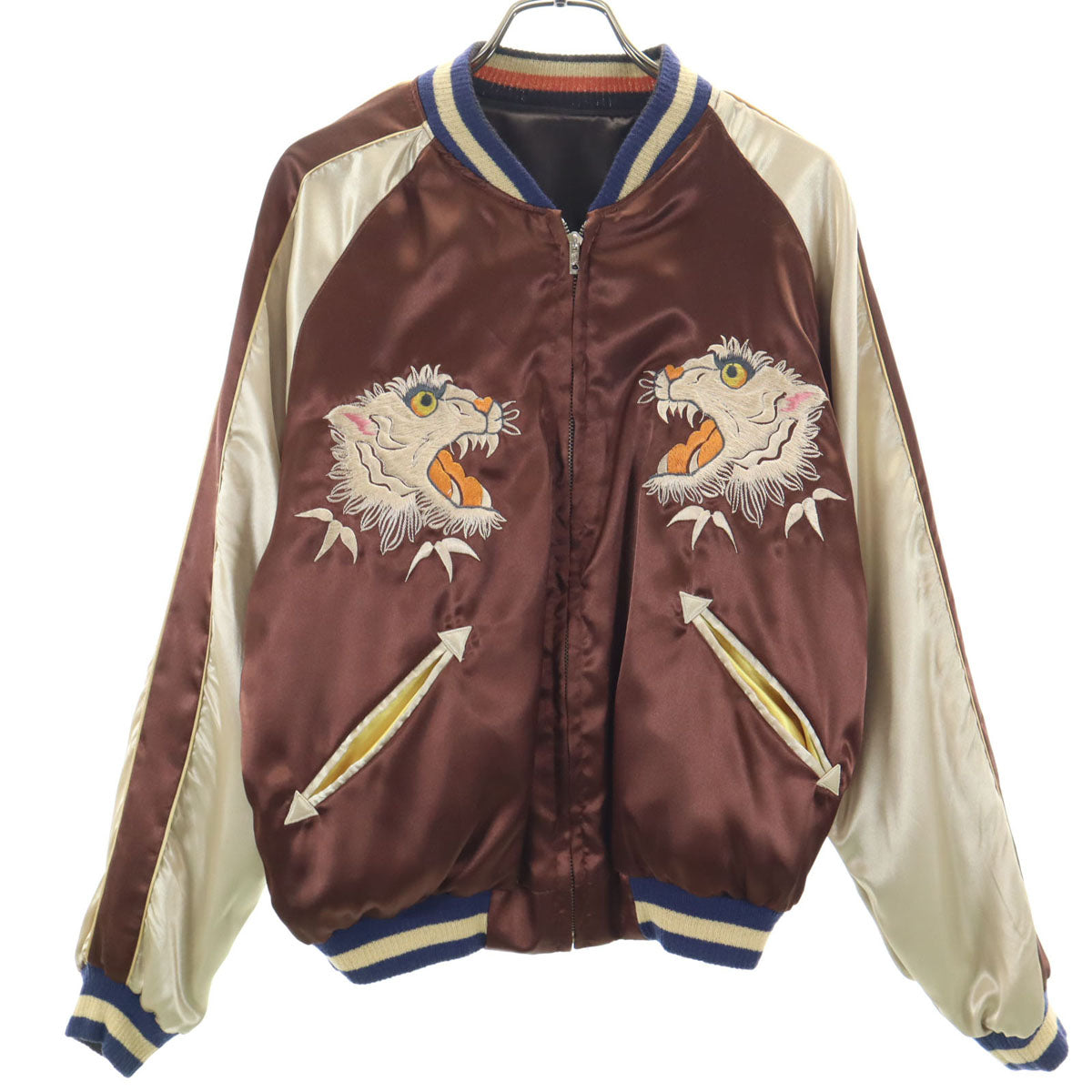 東洋エンタープライズ テーラー東洋 虎 鷲 舞子 日本地図 富士山 五重塔 リバーシブル スカジャン M ブラウン M18933 メンズ