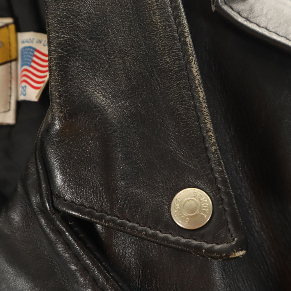 schott ショット 80s 90s オールド USA製 ダブルライダースジャケット 38 ブラック メンズ