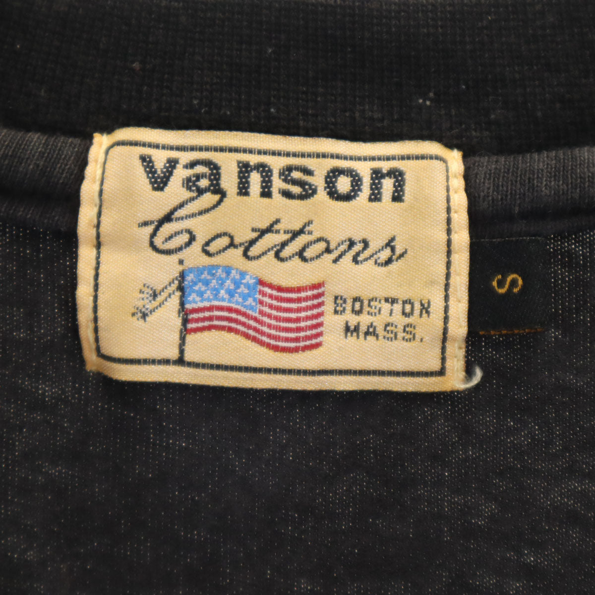 VANSON Cottons バンソンコットンズ ワッペン 長袖 Tシャツ S ブラック ロンT メンズ