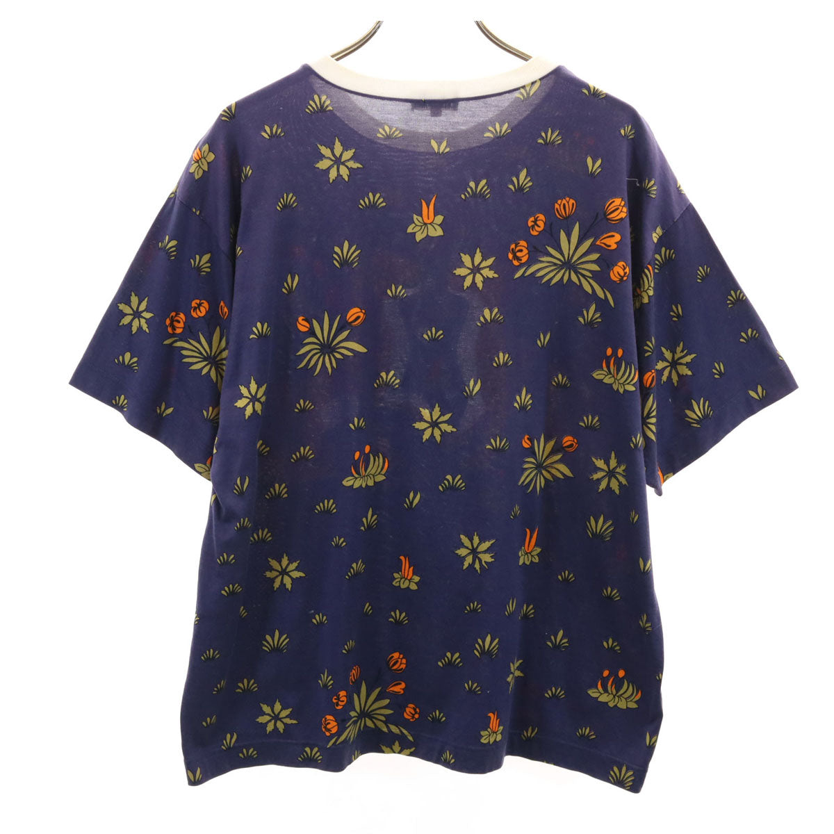 HERMES エルメス イタリア製 ヒョウ 半袖 Tシャツ M ネイビー レディース