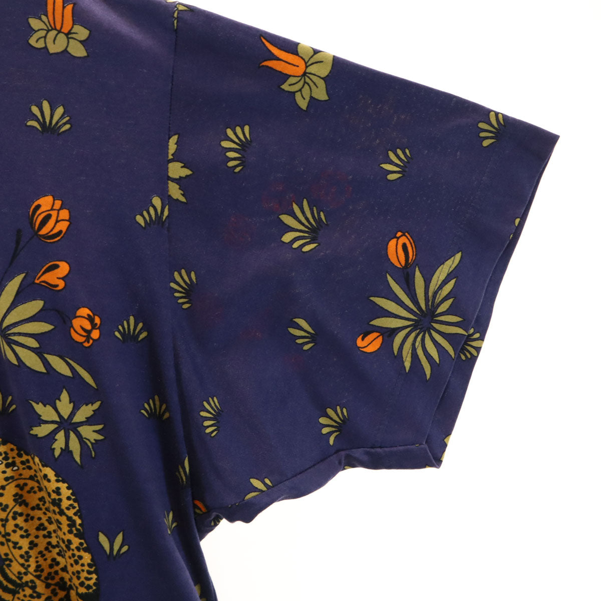 HERMES エルメス イタリア製 ヒョウ 半袖 Tシャツ M ネイビー レディース