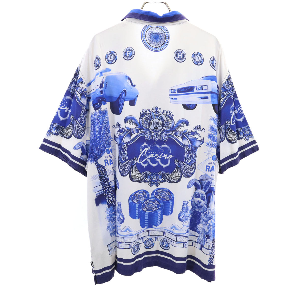 HUF ハフ 車 カジノ柄 半袖 オープンカラーシャツ XL ホワイト メンズ