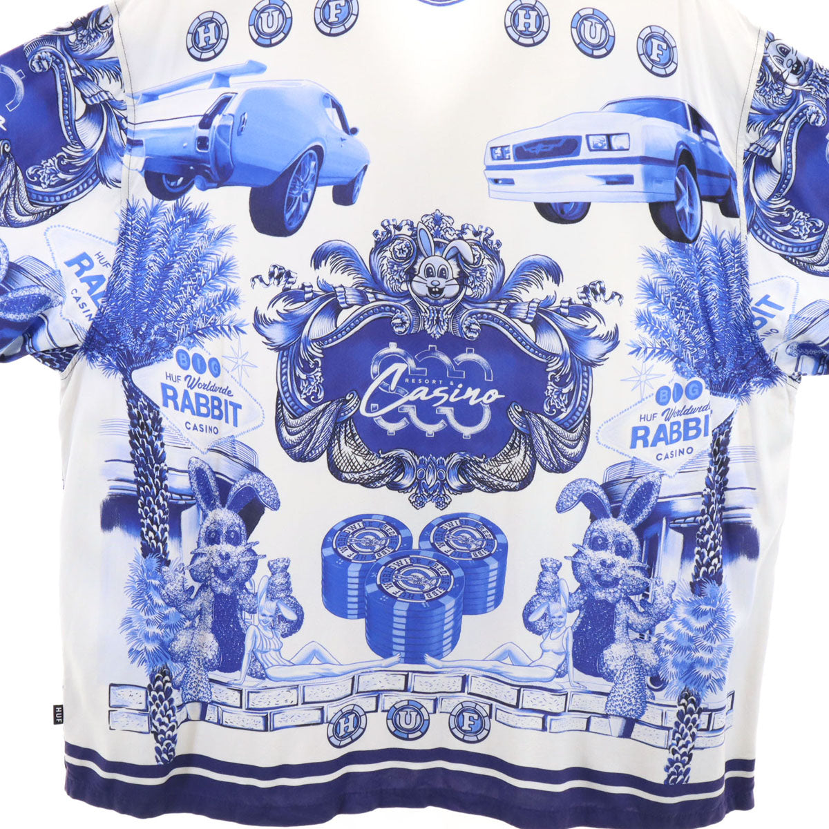 HUF ハフ 車 カジノ柄 半袖 オープンカラーシャツ XL ホワイト メンズ