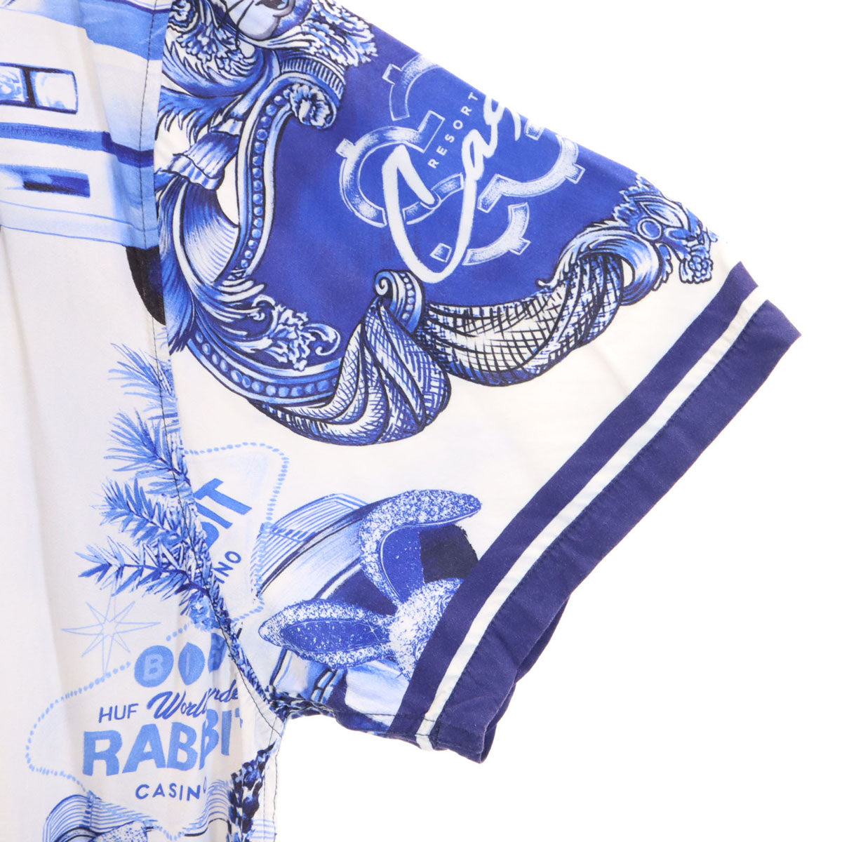 HUF ハフ 車 カジノ柄 半袖 オープンカラーシャツ XL ホワイト メンズ
