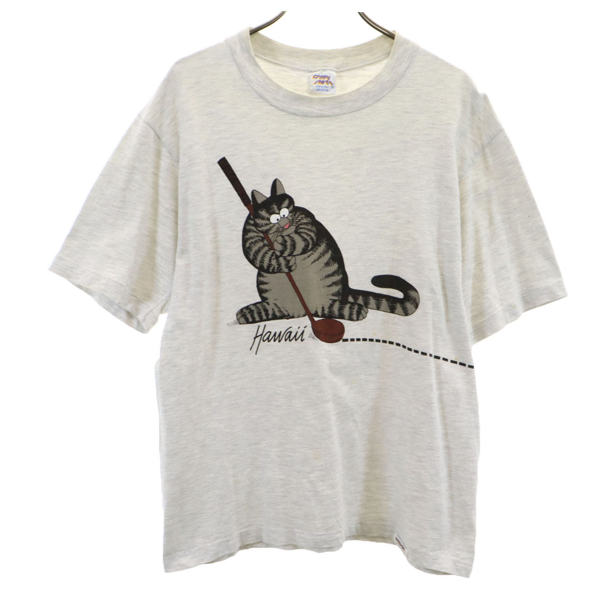 Crazy Shirt クレイジーシャツ 90s USA製 オールド クリバンキャット 半袖 Tシャツ M グレー メンズ