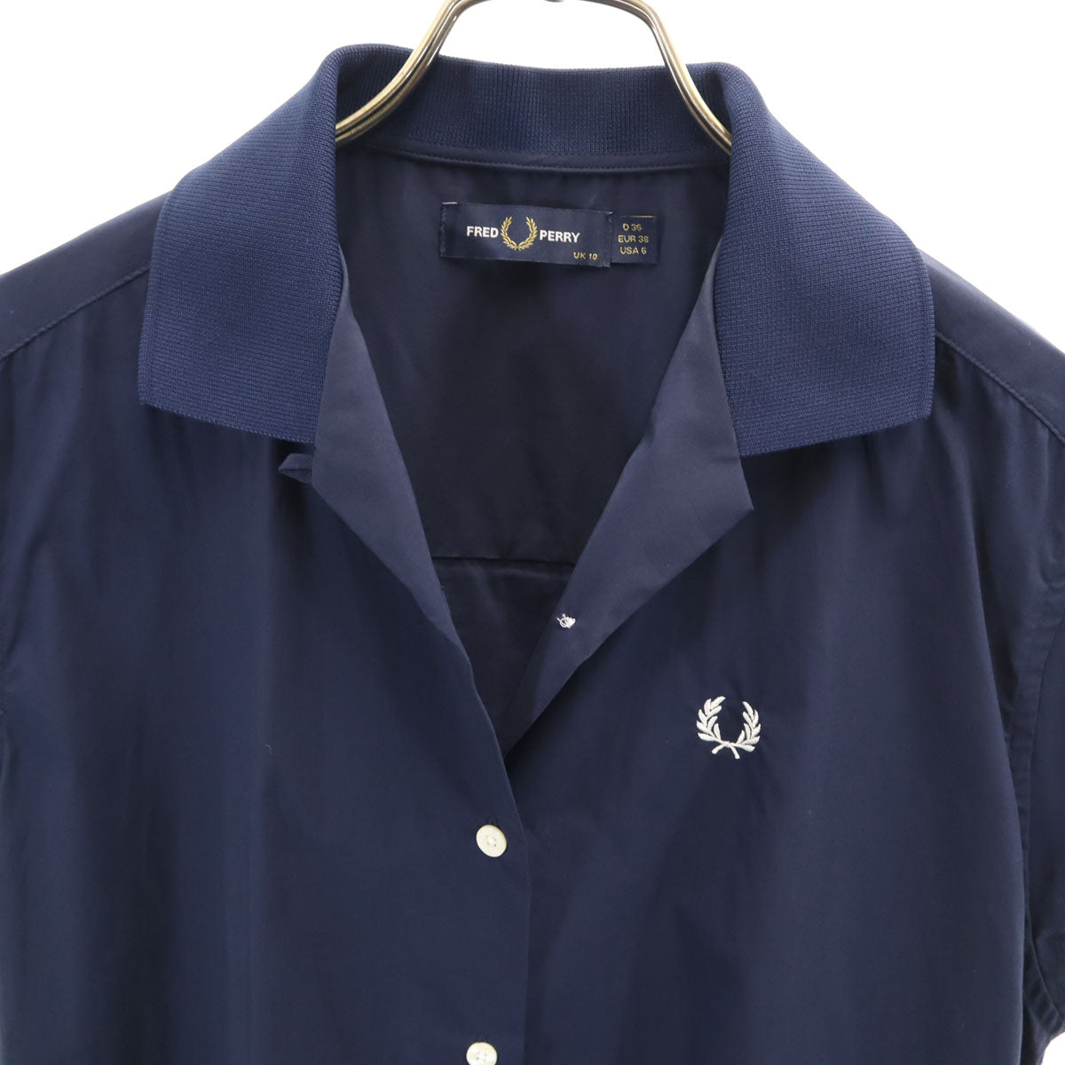 FRED PERRY フレッドペリー フレンチスリーブ シャツワンピース 10 ネイビー レディース