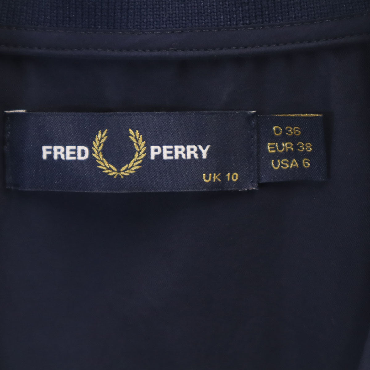 FRED PERRY フレッドペリー フレンチスリーブ シャツワンピース 10 ネイビー レディース