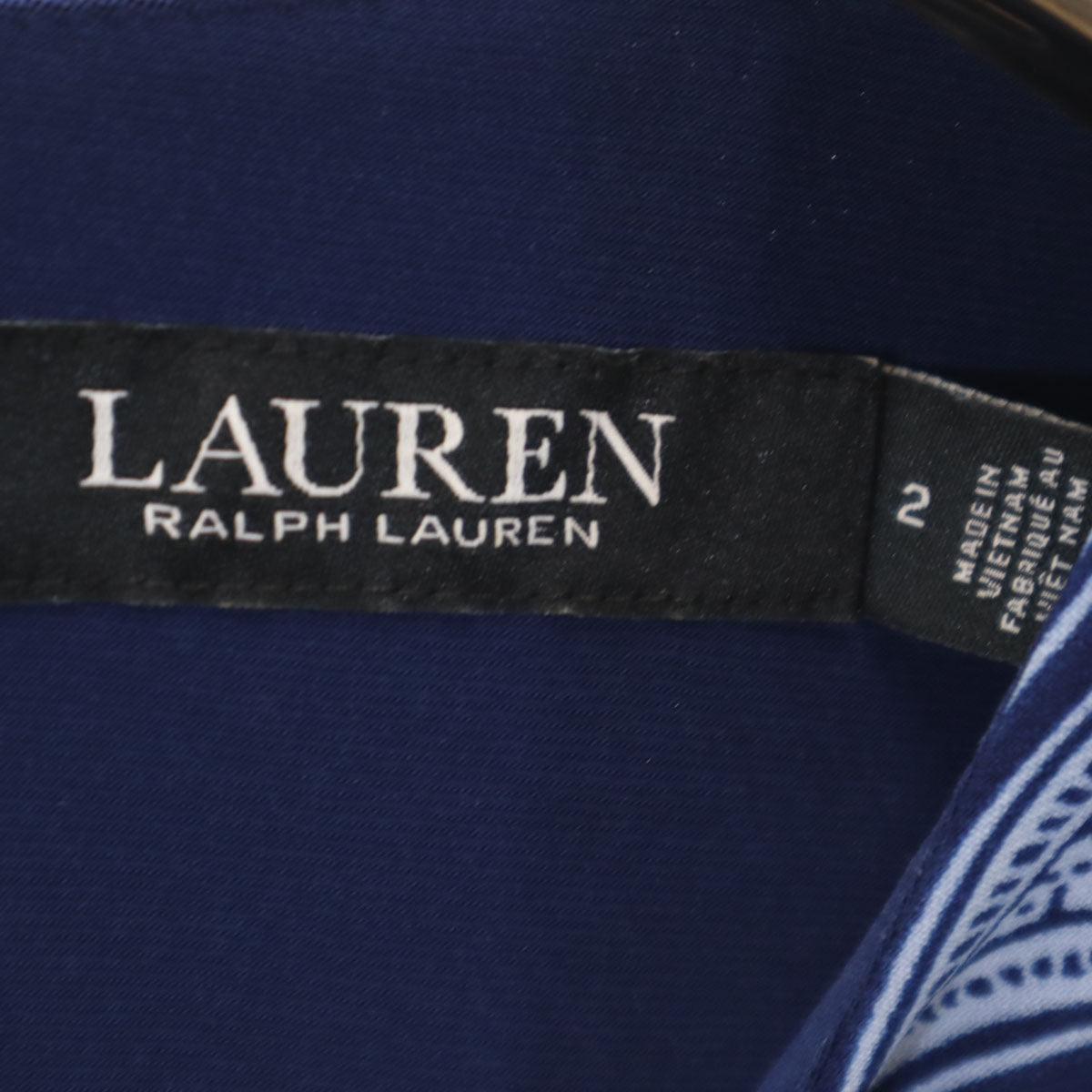 LAUREN RALPH LAUREN ローレンラルフローレン 総柄 ノースリーブ ロングワンピース 2 ネイビー レディース