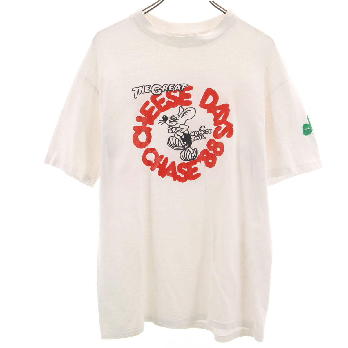 Hanes ヘインズ 80s 90s USA製 オールド CHEESE DAYS CHASE 88 半袖 Tシャツ L ホワイト シングルステッチ メンズ