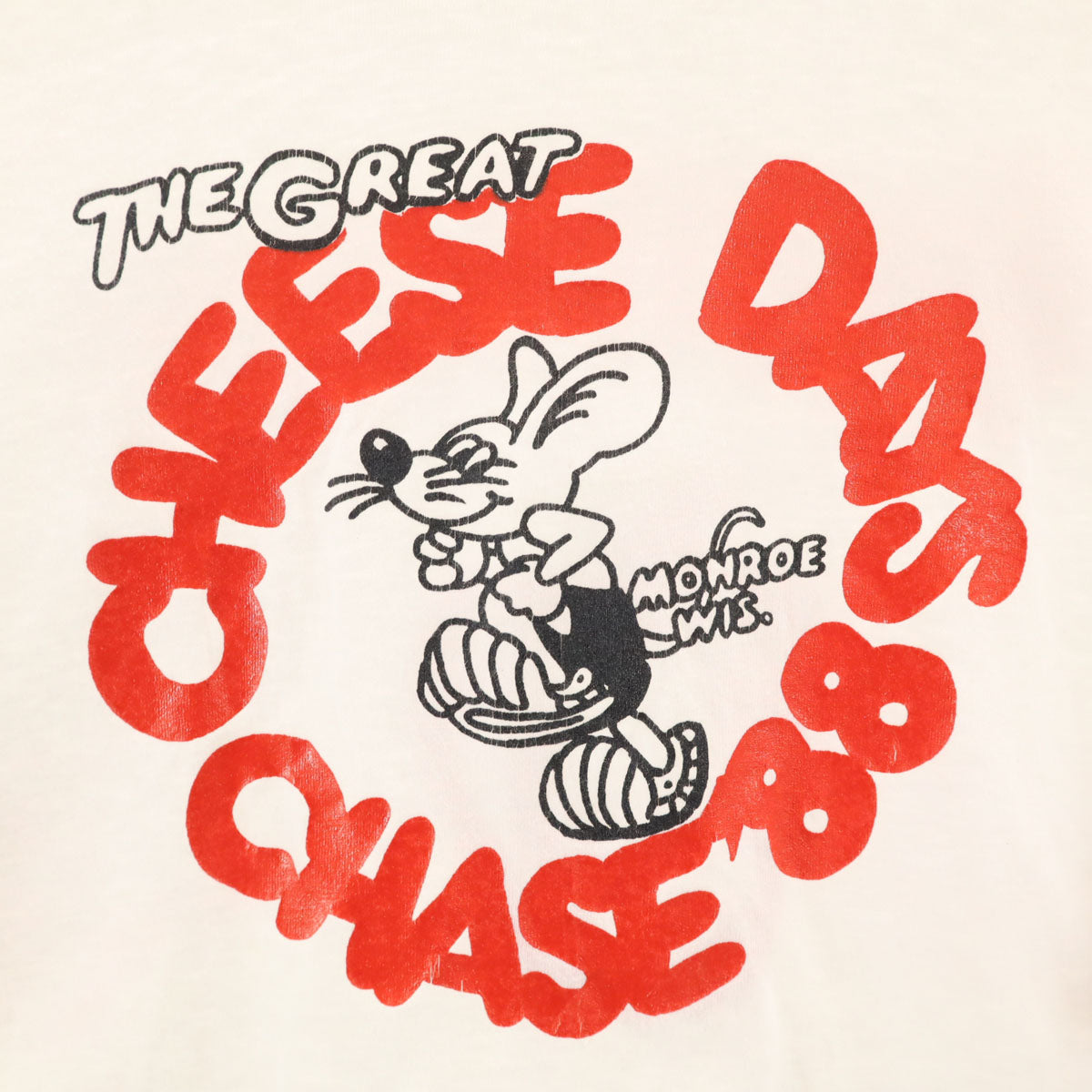 Hanes ヘインズ 80s 90s USA製 オールド CHEESE DAYS CHASE 88 半袖 Tシャツ L ホワイト シングルステッチ メンズ
