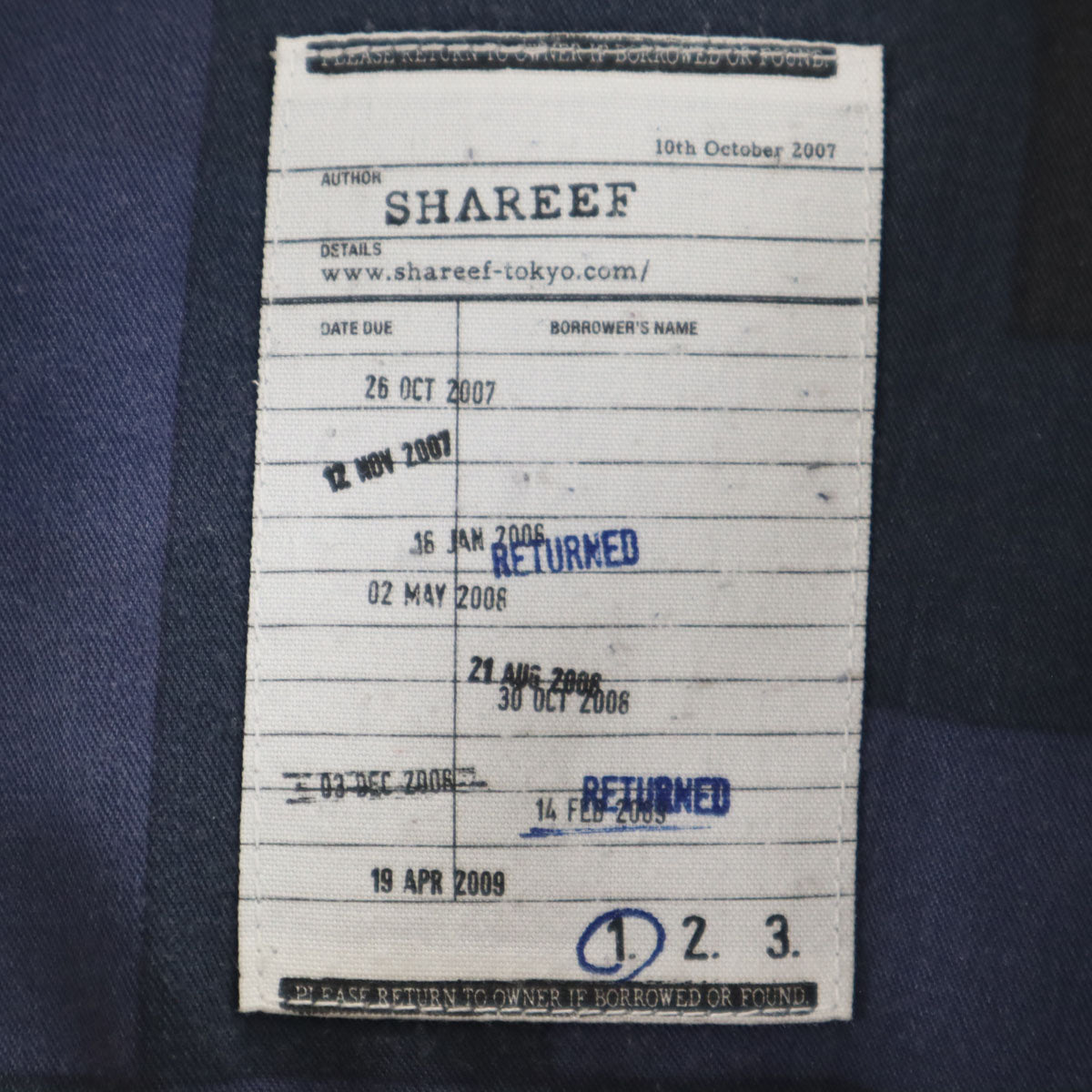SHAREEF シャリーフ 幾何学柄 長袖 シャツ 1 ネイビー メンズ