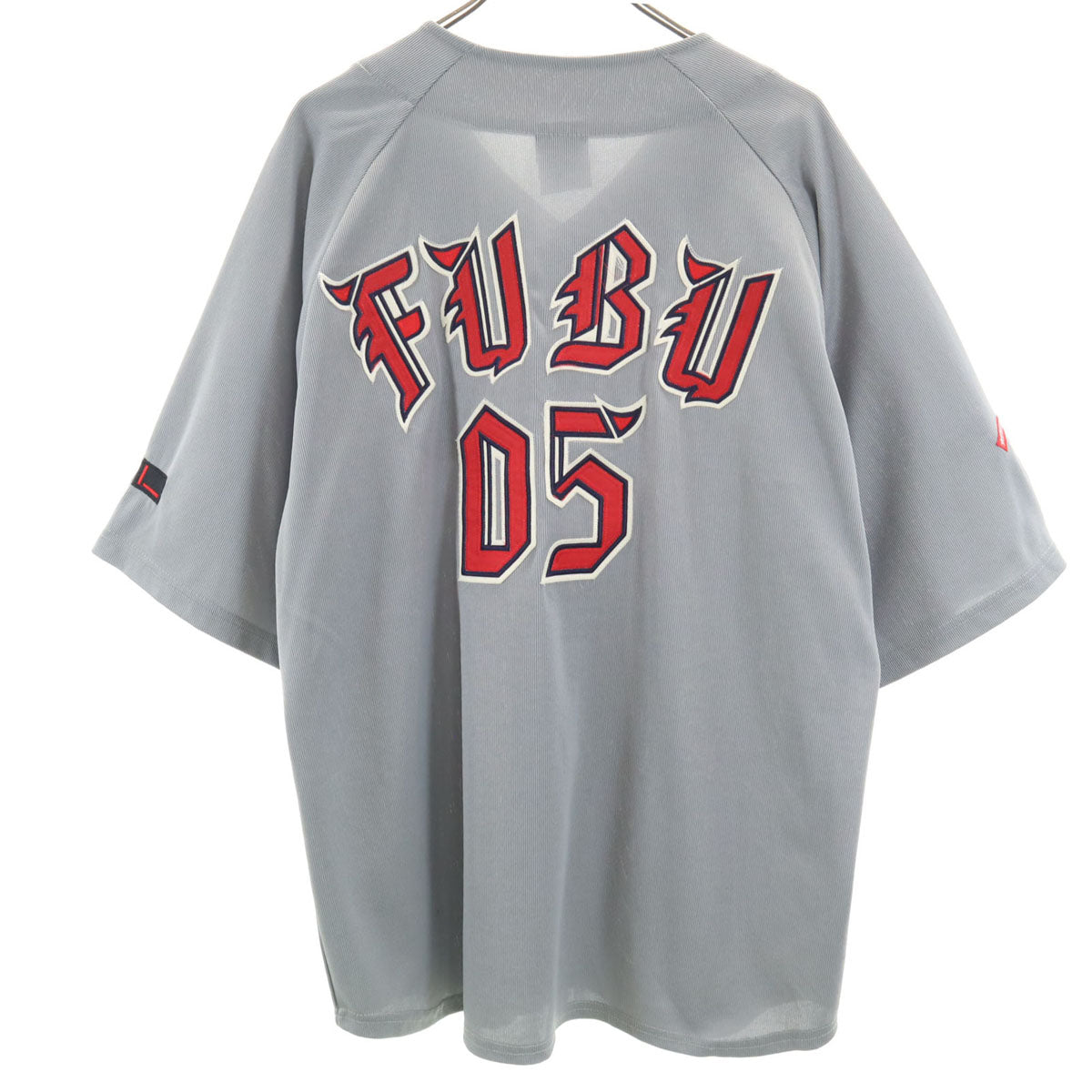 FUBU フブ バックロゴ 半袖 ベースボール シャツ L グレー メンズ