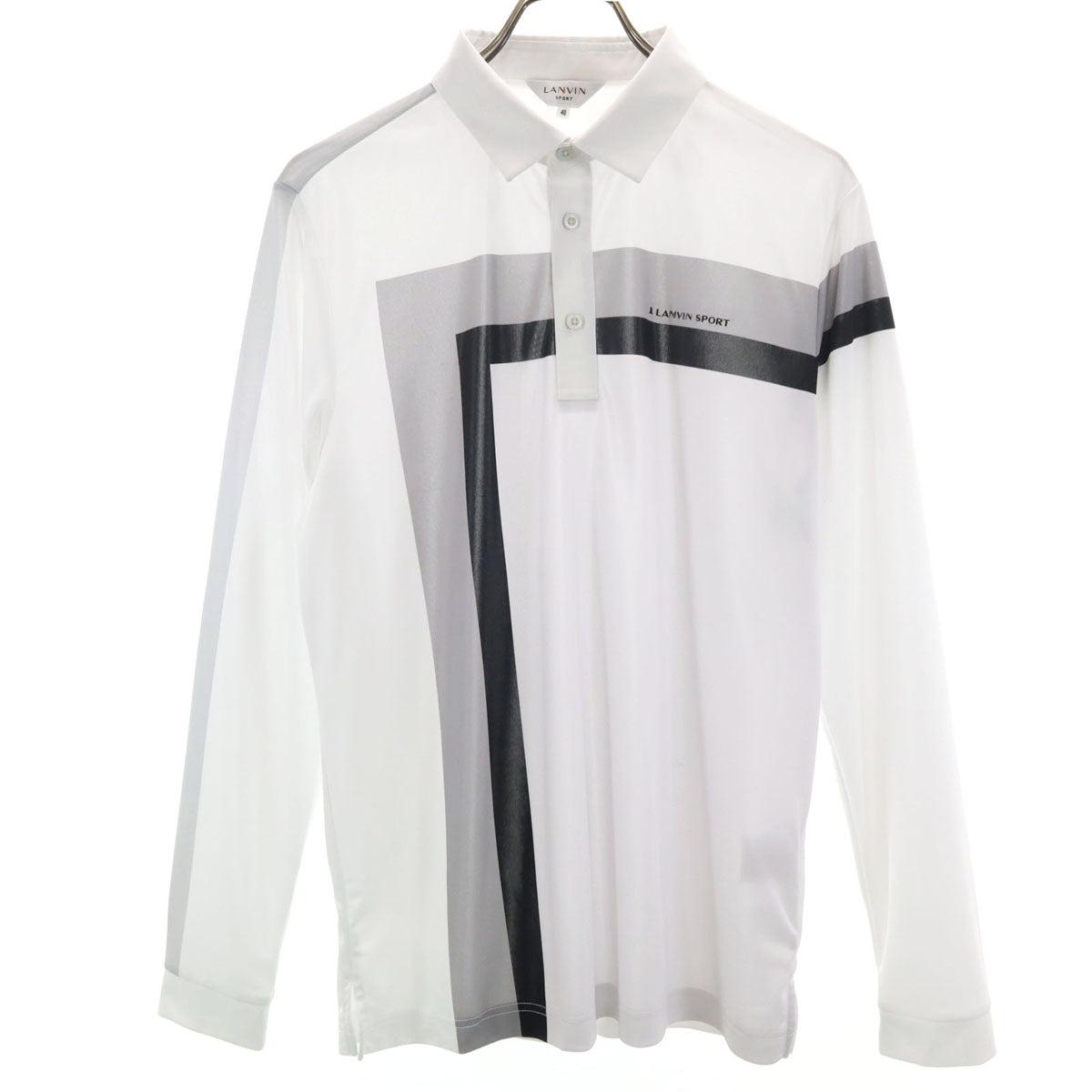 LANVIN SPORT ランバンスポール ゴルフ 長袖 ポロシャツ 40 ホワイト メンズ
