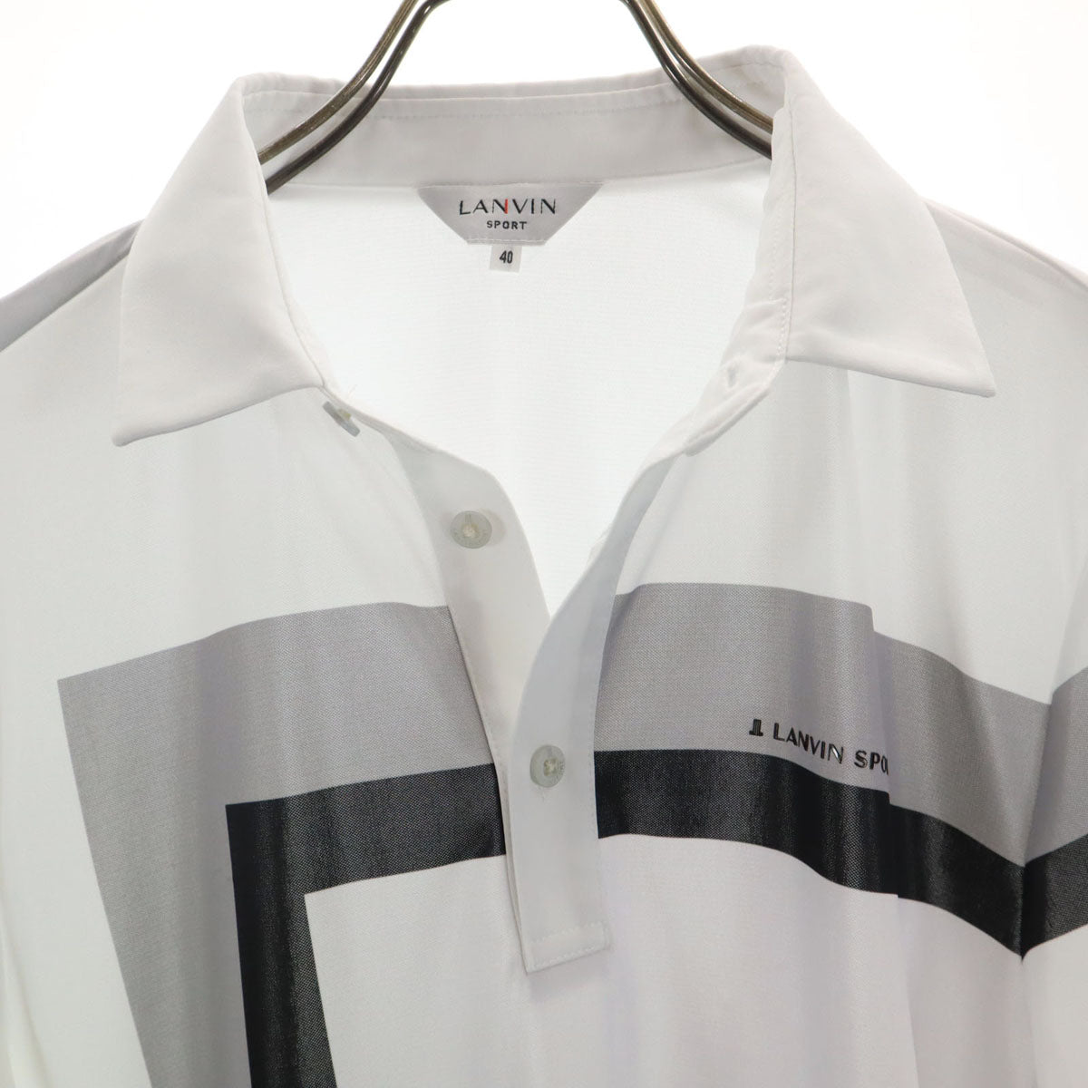 LANVIN SPORT ランバンスポール ゴルフ 長袖 ポロシャツ 40 ホワイト メンズ