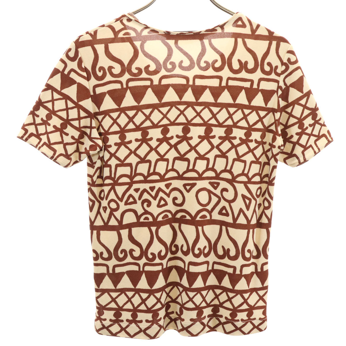 Salvatore Ferragamo サルヴァトーレフェラガモ イタリア製 エスニック柄 半袖 Tシャツ S ベージュ レディース