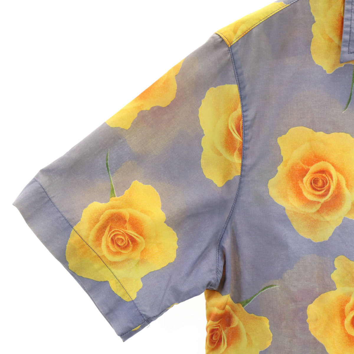 Paul Smith LONDON ポールスミスロンドン 日本製 花柄 半袖 オープンカラーシャツ M グレー メンズ