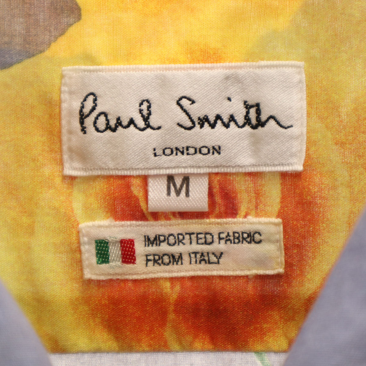 Paul Smith LONDON ポールスミスロンドン 日本製 花柄 半袖 オープンカラーシャツ M グレー メンズ