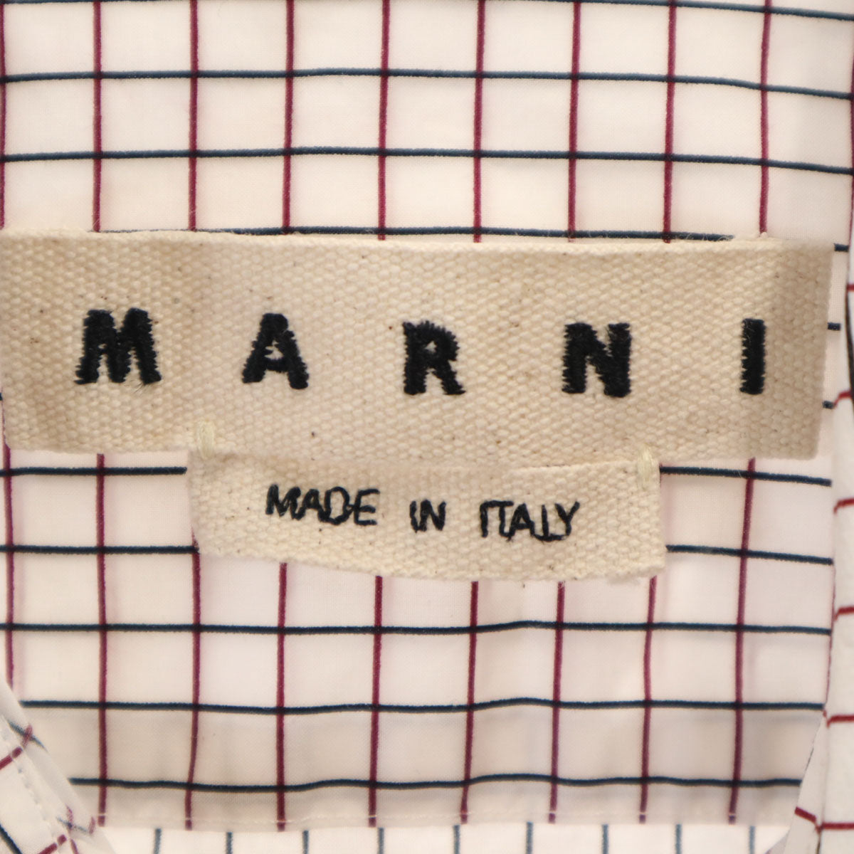 MARNI マルニ イタリア製 チェック柄 長袖 コットンシャツ 44 ホワイト メンズ