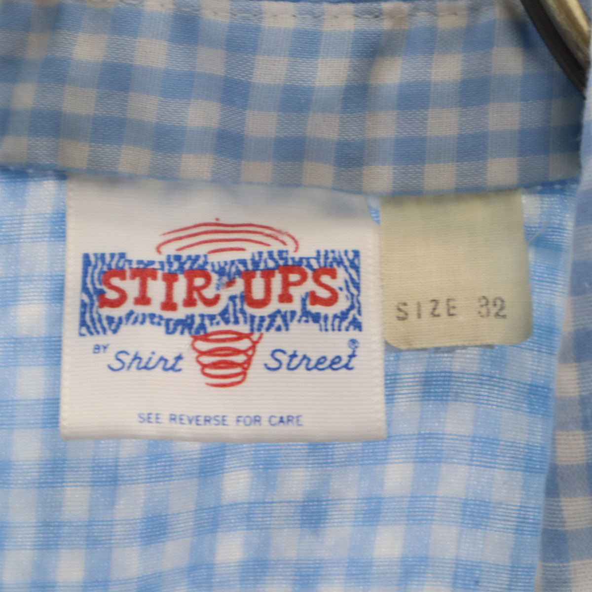 STIR-UPS 80s ヴィンテージ ギンガムチェック 長袖 ウエスタンシャツ 32 ブルー系 メンズ