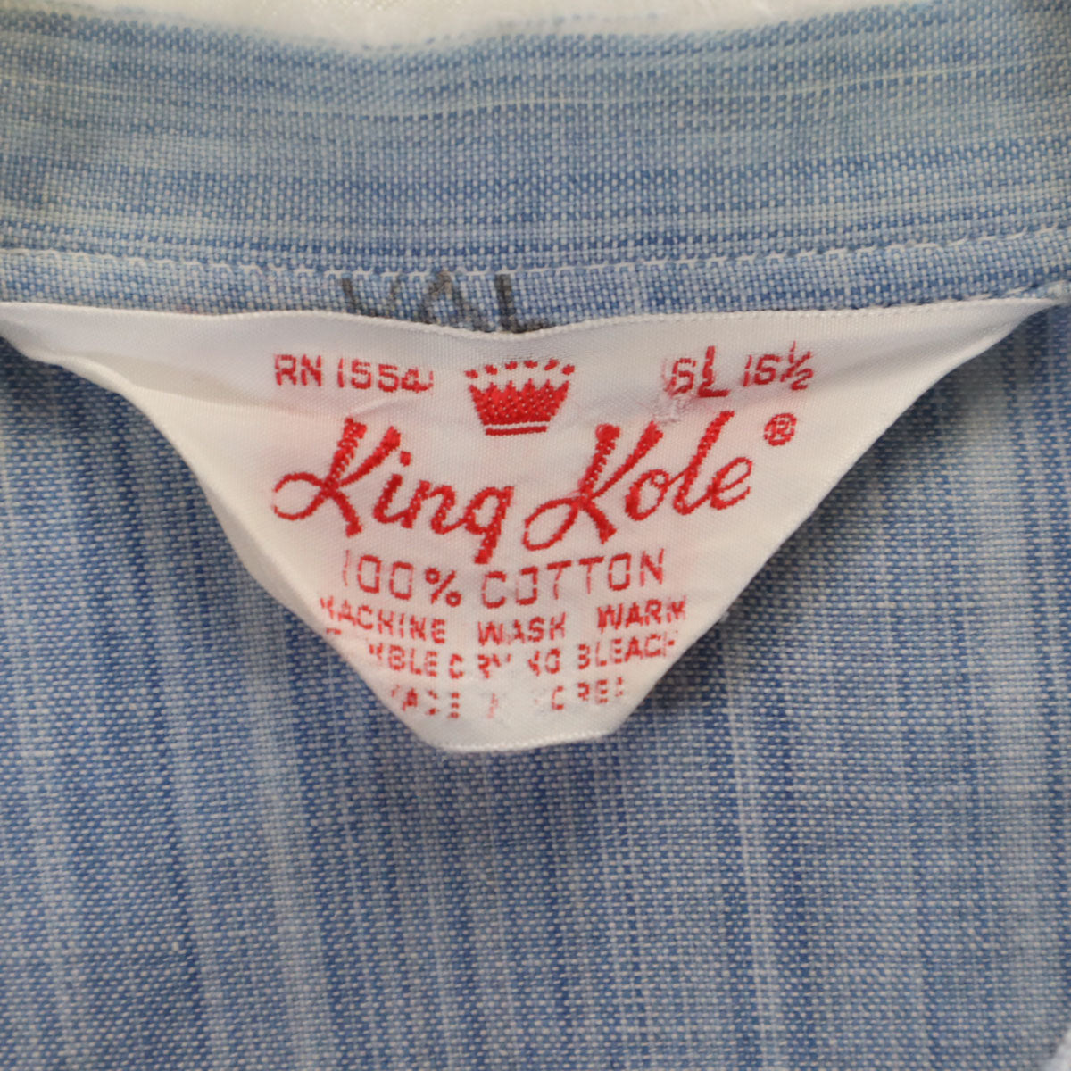 KING KOLE キングコール 70s ヴィンテージ 長袖 シャンブレー バンドカラーシャツ L ブルー系 メンズ