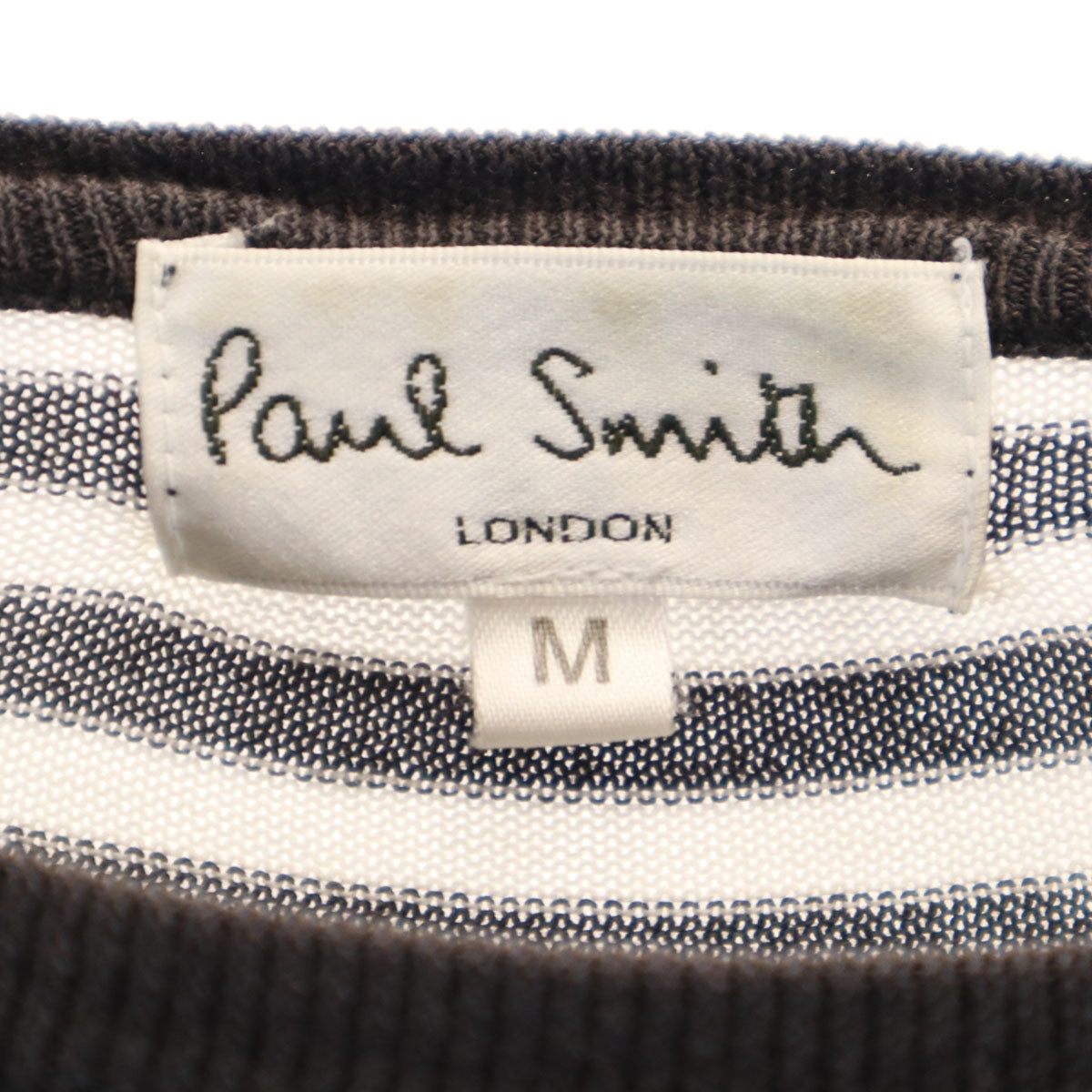 Paul Smith LONDON ポールスミスロンドン ボーダー柄 長袖 Tシャツ M ホワイト ロンT メンズ