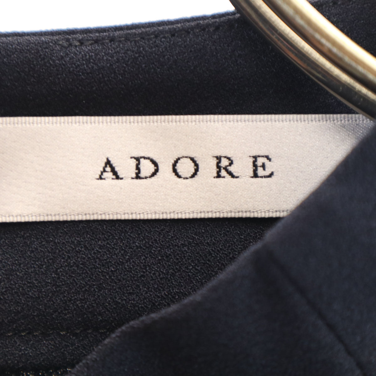 美品 ADORE アドーア 日本製 7分袖 プルオーバー ブラウス 38 ネイビー レディース