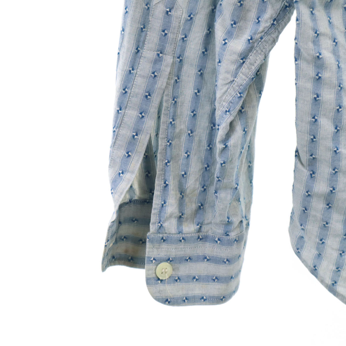 Emporio Armani エンポリオアルマーニ 90s オールド ストライプ 総柄 長袖 シャツ 39/15 2/1 ブルー系 メンズ