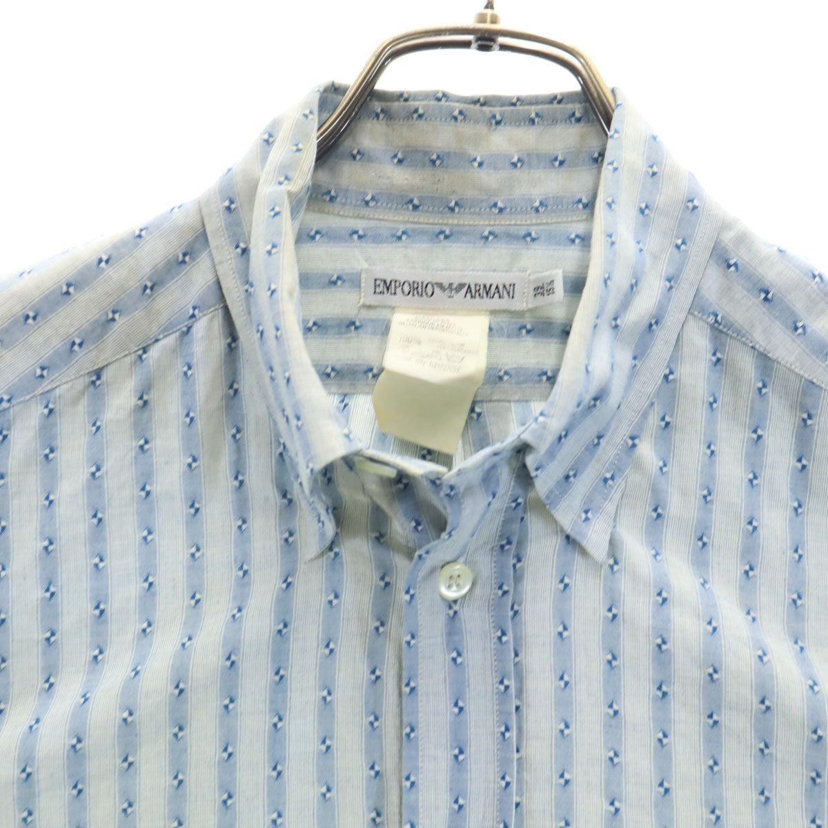 Emporio Armani エンポリオアルマーニ 90s オールド ストライプ 総柄 長袖 シャツ 39/15 2/1 ブルー系 メンズ