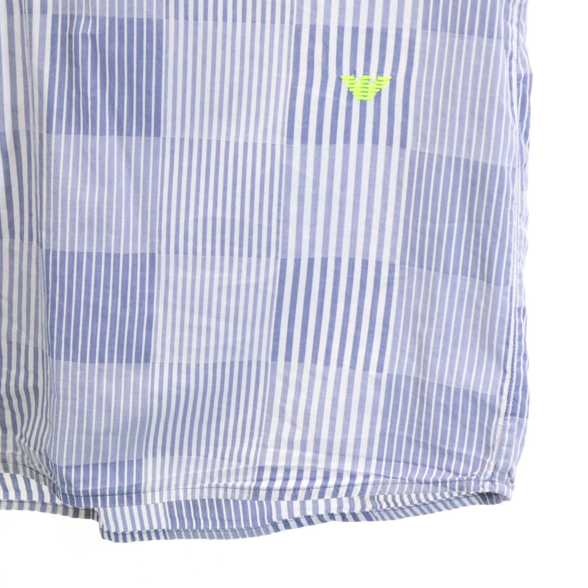 Emporio Armani エンポリオアルマーニ ストライプ×チェック 長袖 シャツ 12A ブルー×ホワイト キッズ