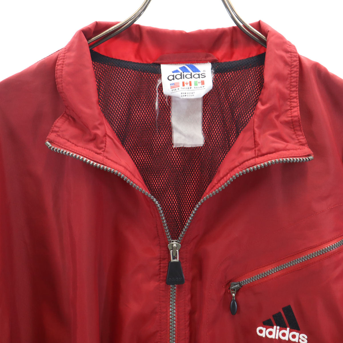 adidas アディダス 90s オールド ハーフジップ ジャケット レッド系 裏メッシュ プルオーバー メンズ