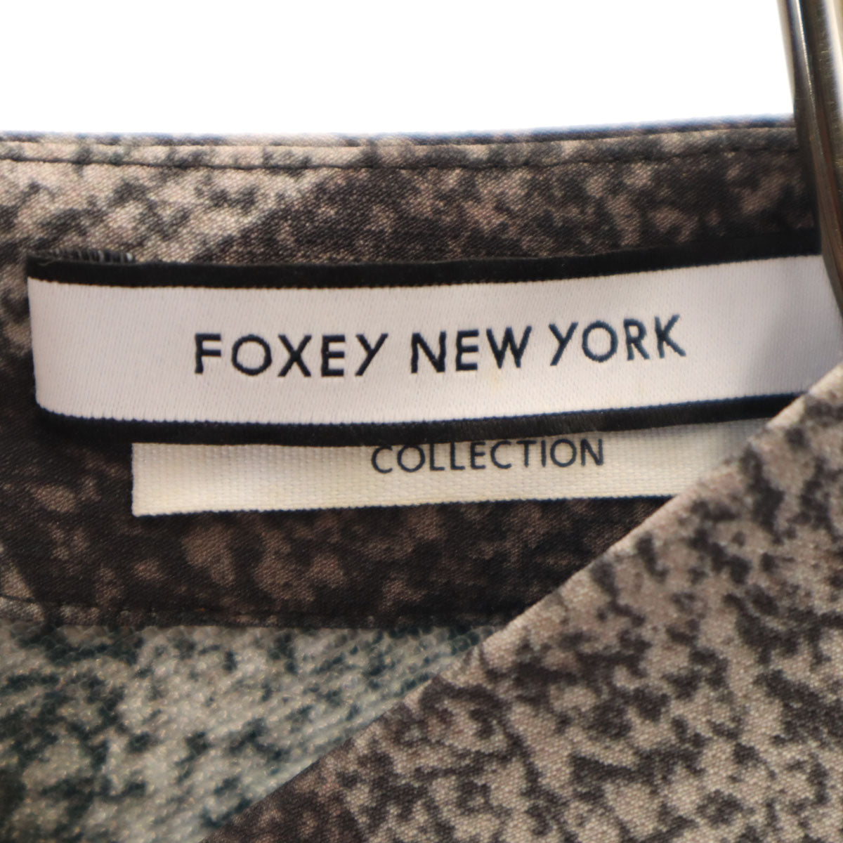 FOXEY NEW YORK フォクシーニューヨーク 日本製 チェック柄 半袖 ワンピース 38 グレー レディース