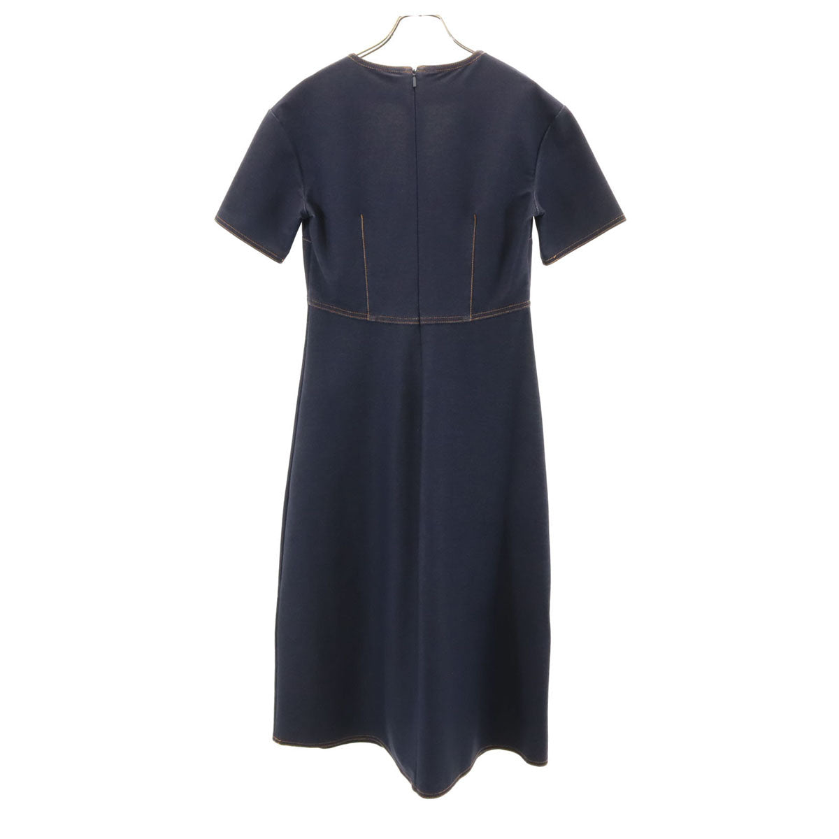 美品 Max Mara LEISURE マックスマーラ レジャー 半袖 デニム調 ワンピース S ネイビー レディース