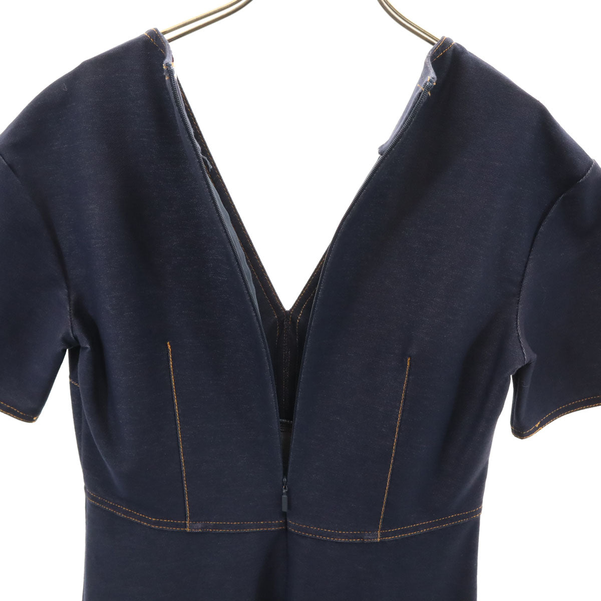 美品 Max Mara LEISURE マックスマーラ レジャー 半袖 デニム調 ワンピース S ネイビー レディース
